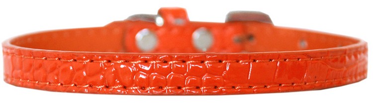 Omaha Plain Croc Dog Collar Orange Size 12